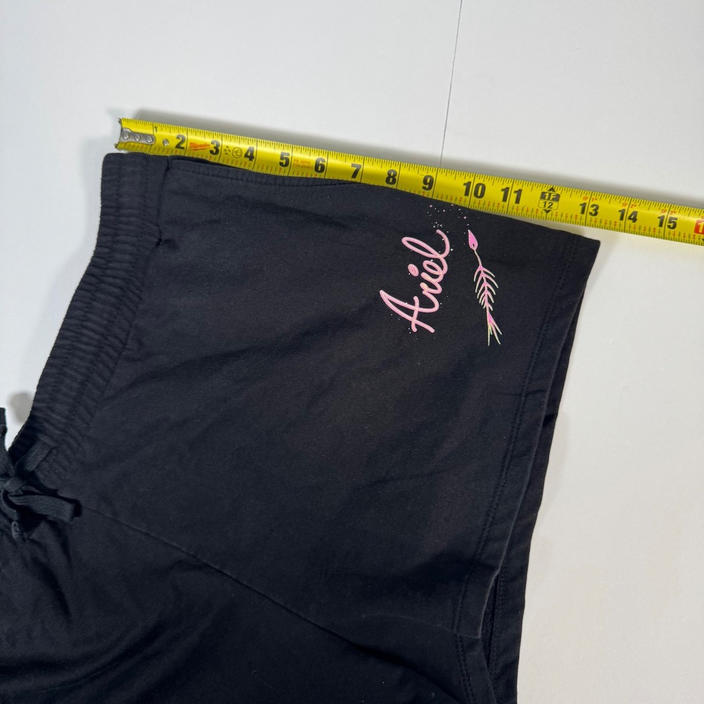 Disney Princess Ariel Shorts Womens XXL Black Pink Graphic Fleece Lounge Pockets - Picture 6 of 8